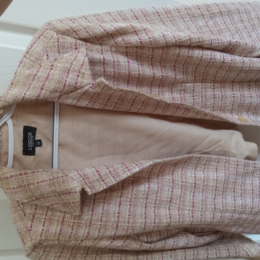 Vintage Women's Pink Tweed Jacket Size 14